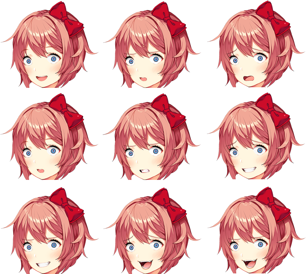 Yandere Sayori Head Sprite - Sayori Head Sprites Transparent (1040x954), Png Download