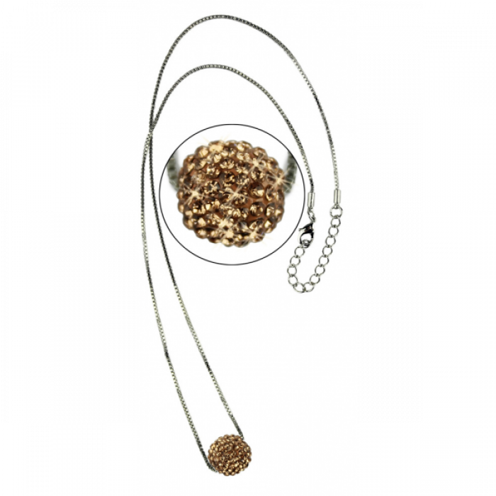 Lsn005 Champagne Sparkling Disco Ball Necklace - Náhrdelník Ls Fashion Lsn005 Zlatý (700x700), Png Download