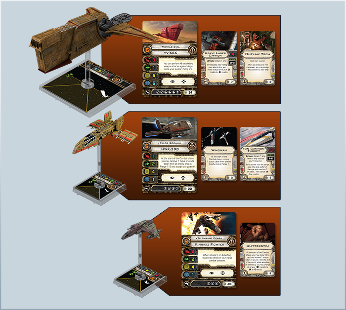 Moralo Eval With Heavy Laser Cannon And Outlaw Tech - Fantasy Flight Games - X-wing Miniatures Game Auzituck (700x628), Png Download