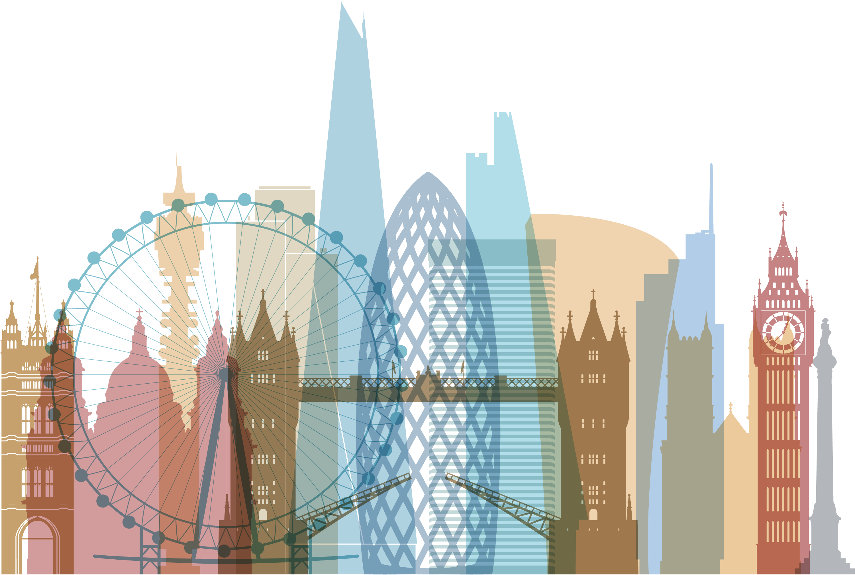 Graphic Free Stock Skyline Royalty Free Illustration - Stadt-skyline Londons, England | Grußkarte (3001x2019), Png Download