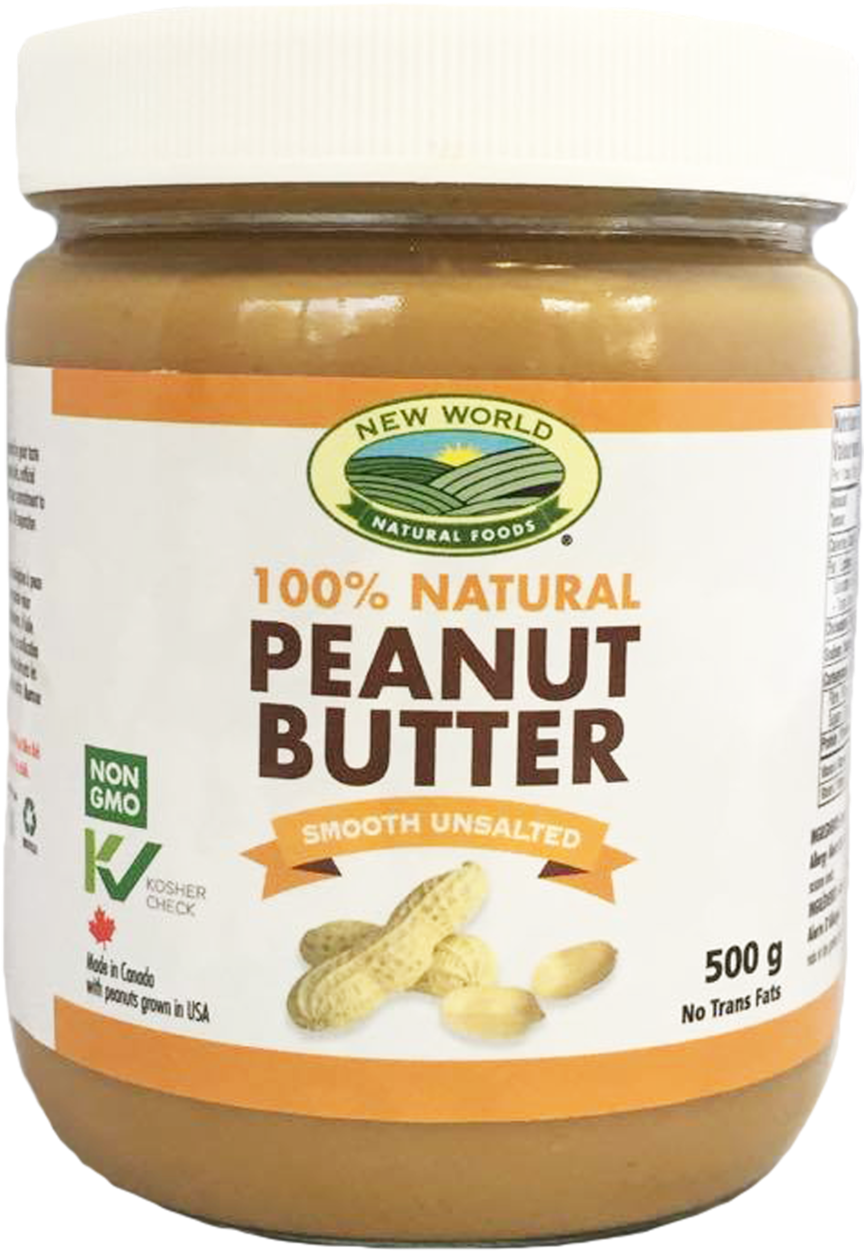 Peanut Butter Smooth Unsalted Natural 500g - New World Products Food (1000x1499), Png Download