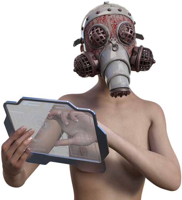 Gas Mask, Apocalypse, Monitor, Woman, Naked, Sexy - Air Pollution (720x720), Png Download
