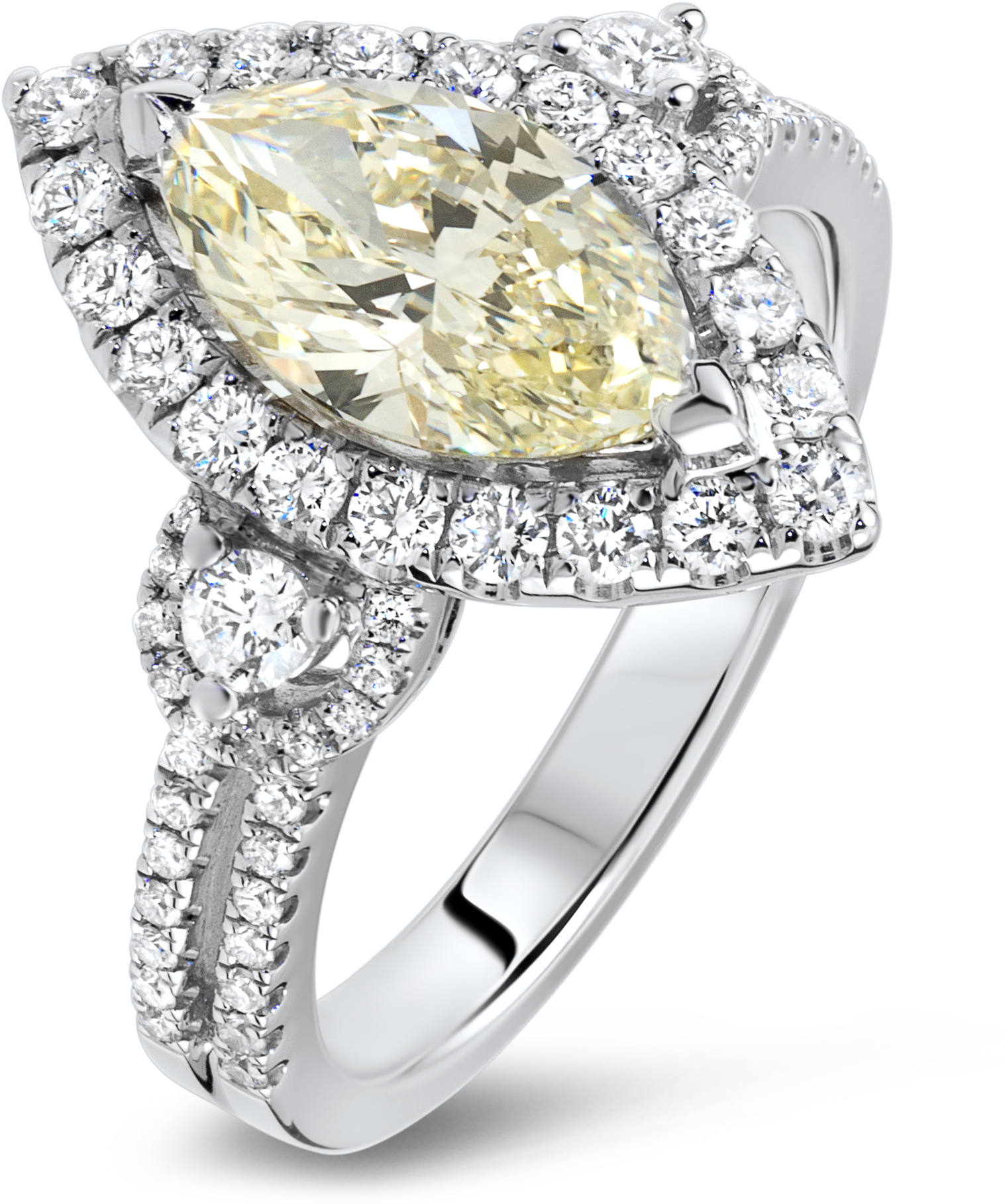 18k Wg Marquis Diamond Engagement Ring - Ring (2200x2200), Png Download