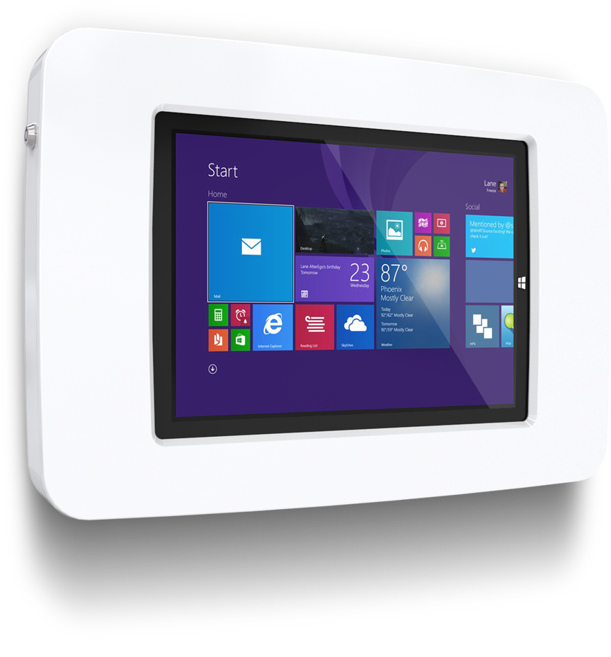 Angled View Of The Shell 12 Secure Wall Mounted Tablet - Microsoft Surface Pro 3 - Core I5 4300u 1.9 Ghz - Wi-fi (1000x1000), Png Download
