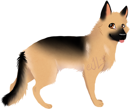 Drawn German Shepherd Kawaii - Draw Kawaii German Shepherd (560x450), Png Download