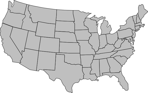 United States America Outline - United States Map Gray (600x379), Png Download