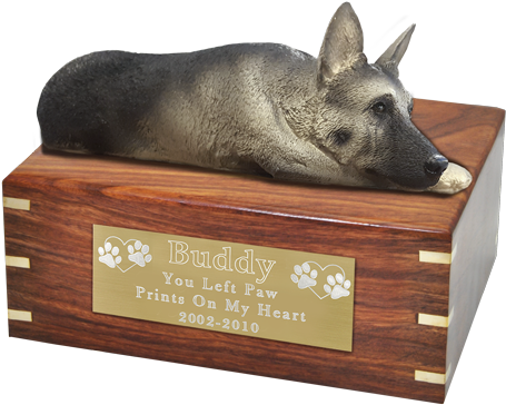 Silver And Black German Shepherd Urn - Wood Dog Memorial Plaque (500x500), Png Download
