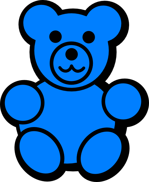 Blue Bear Clip Art At Clker - Blue Teddy Clipart (486x593), Png Download