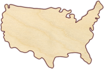 United States Outline Map Unfinished 1/4" Birch Plywood - Khaki (433x433), Png Download