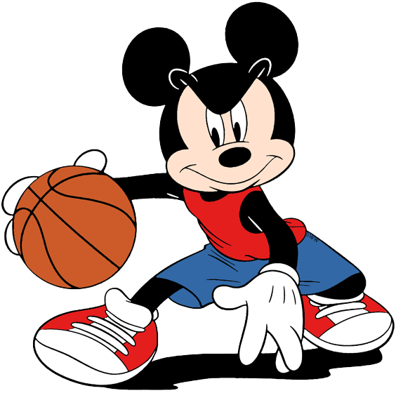 Mickey Mouse Playing Basketball - Coloring Book (564x560), Png Download