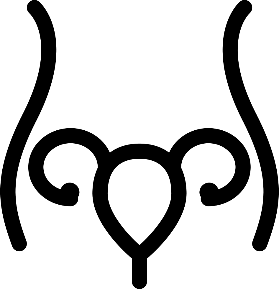 Uterus And Fallopian Tube Inside Woman Body Outline - Icon Uterus Png (946x980), Png Download