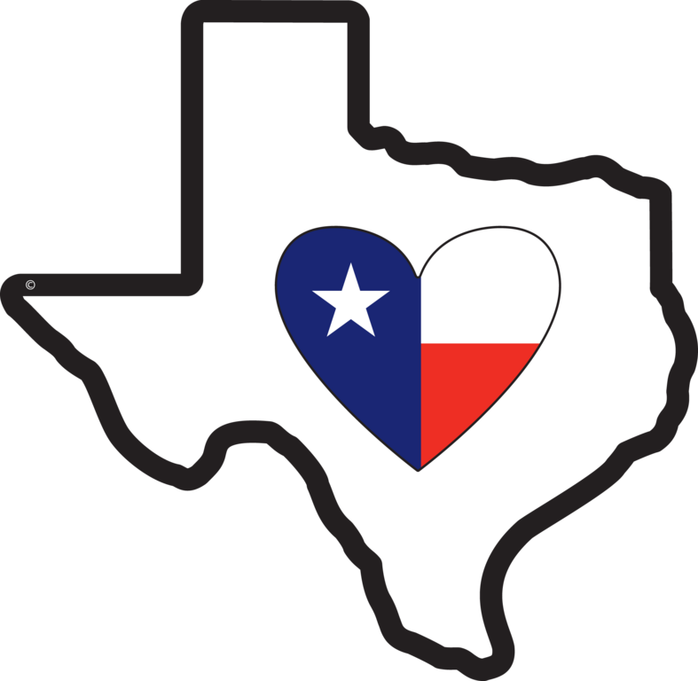 It's In My Heart - Texas State With Heart (787x768), Png Download