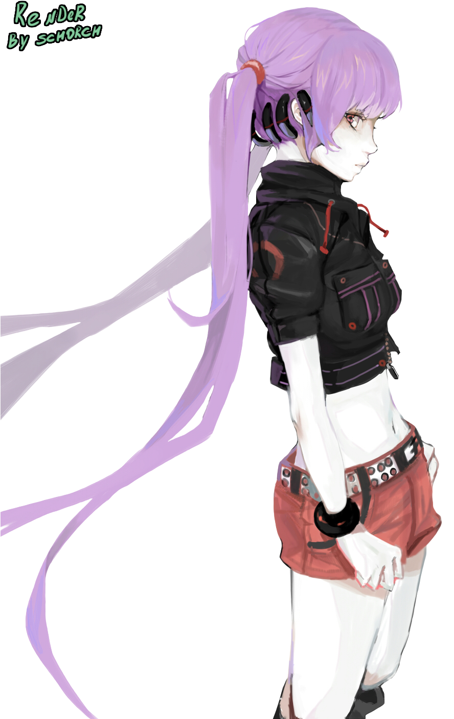 Anime Girl Purple Hair Render By Schorch2812-d821xxe - Anime Purple Hair Png (1000x1414), Png Download