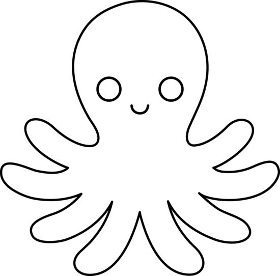 Vector Royalty Free Stock Octopus Best Black White - Octopus Outline (550x542), Png Download