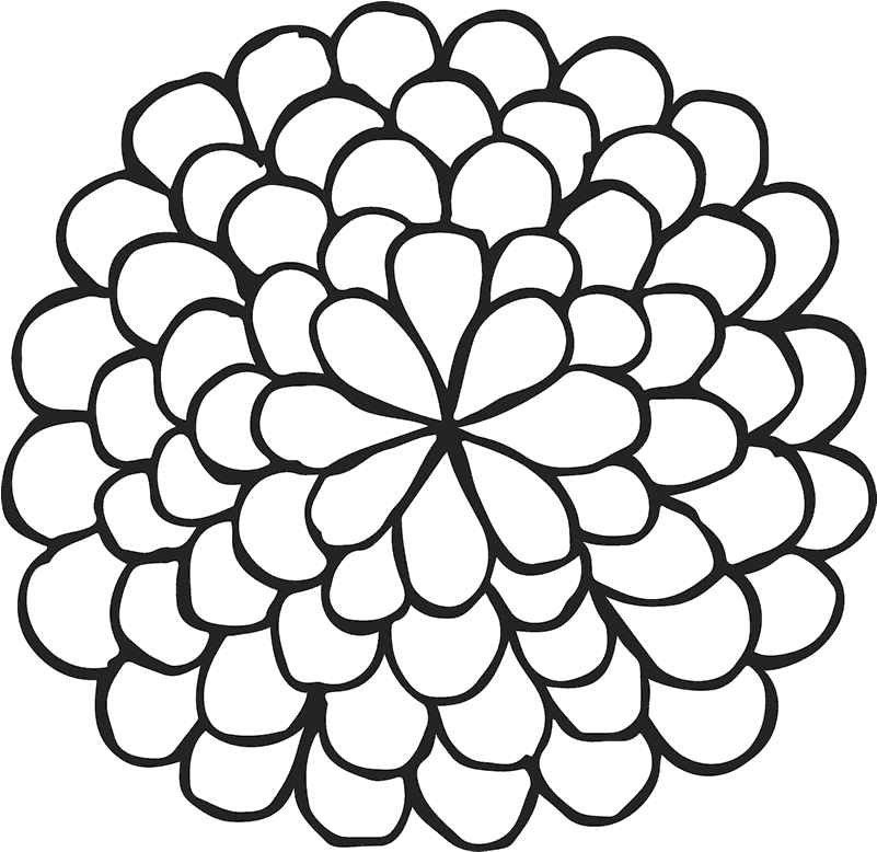 Dahlia Outline Rubber Stamp - Outline Picture Of Dahlia (800x800), Png Download