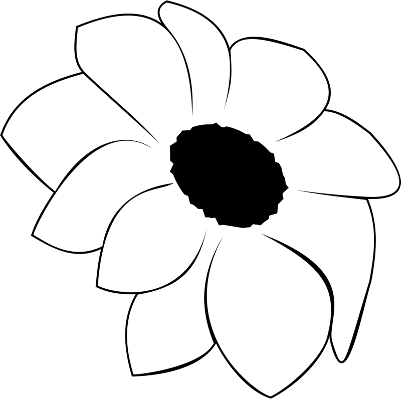 Flower Outline With Dark Center Rubber Stamp - Rubber Stamping (800x796), Png Download