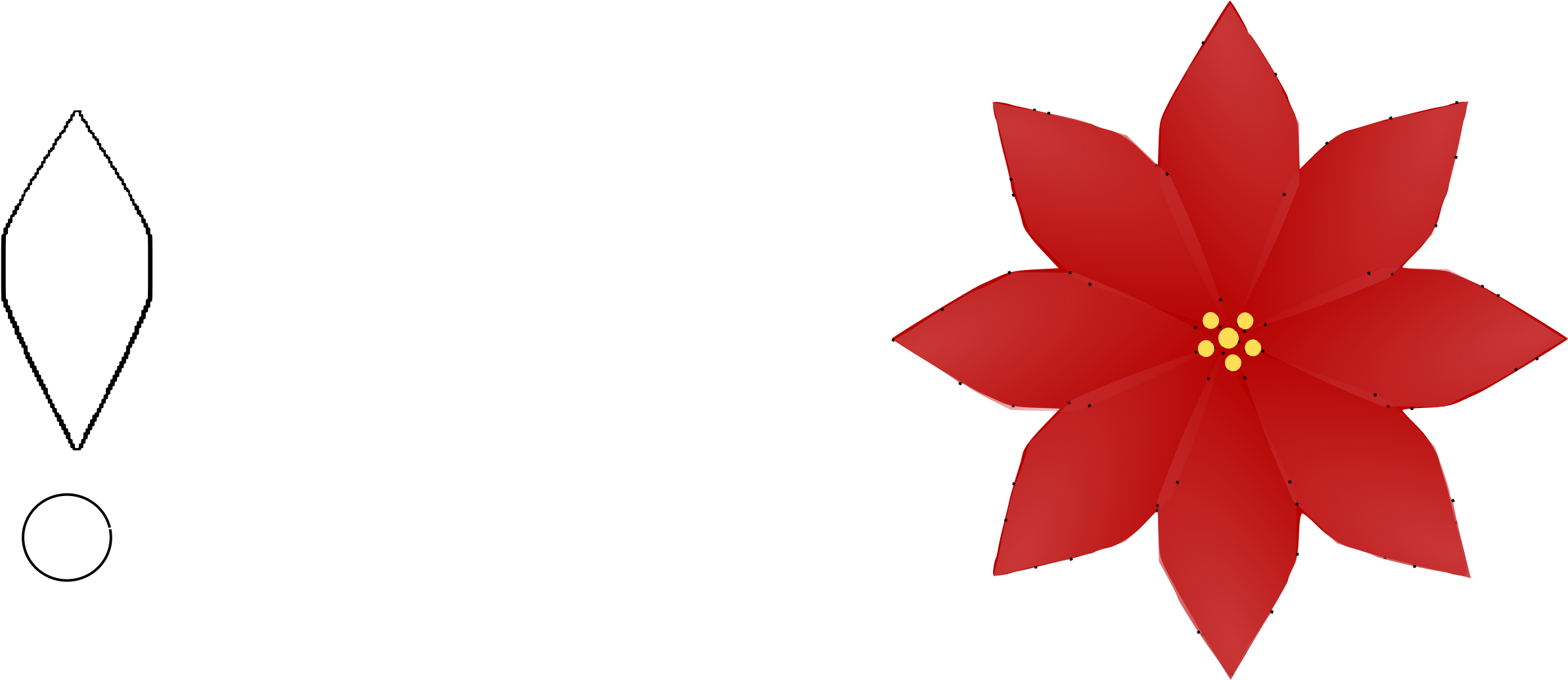 Petal Clipart Poinsettia - Poinsettia Vector (2400x1042), Png Download
