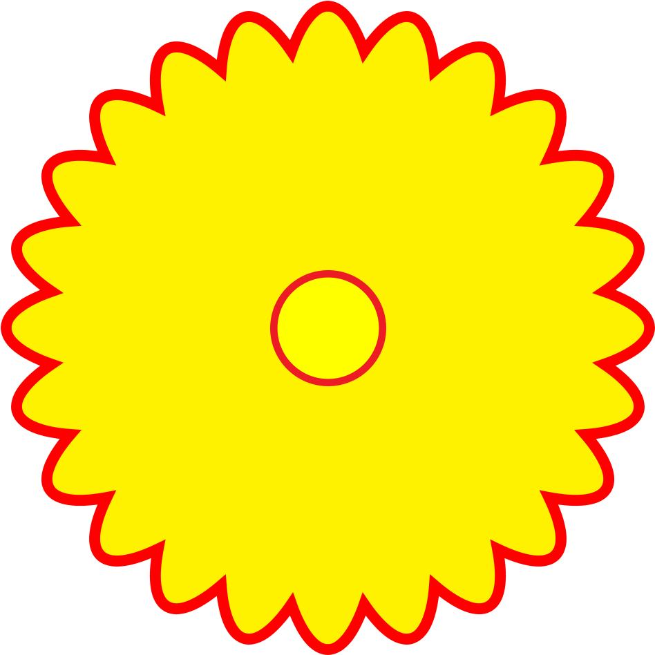 Free Logo Yellow Flower Shaped Red Outline Png Format - 85830-000 (1000x1000), Png Download