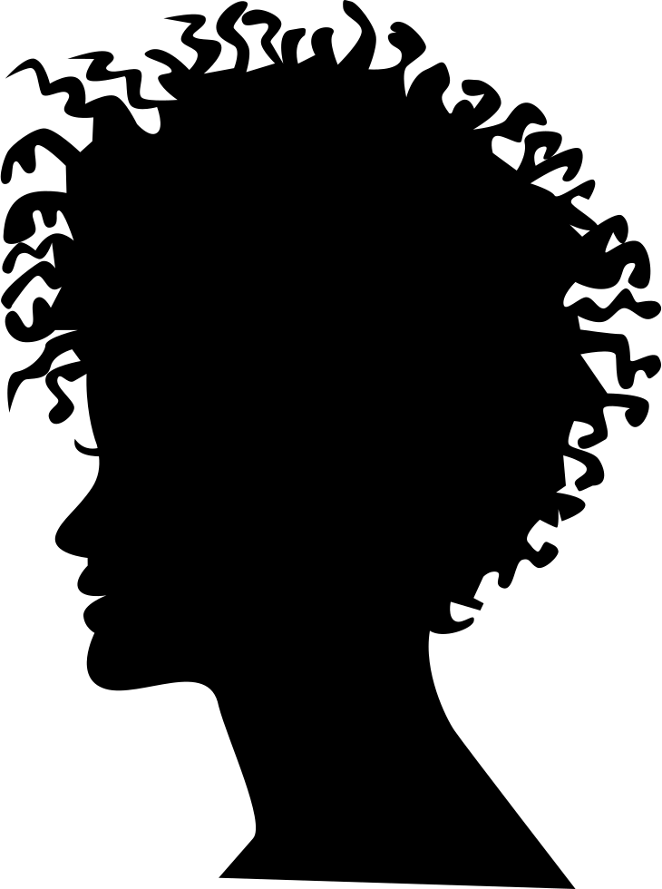 Woman Head Silhouette With Short Curled Hair Style - Look At Me Round Ornament (730x980), Png Download