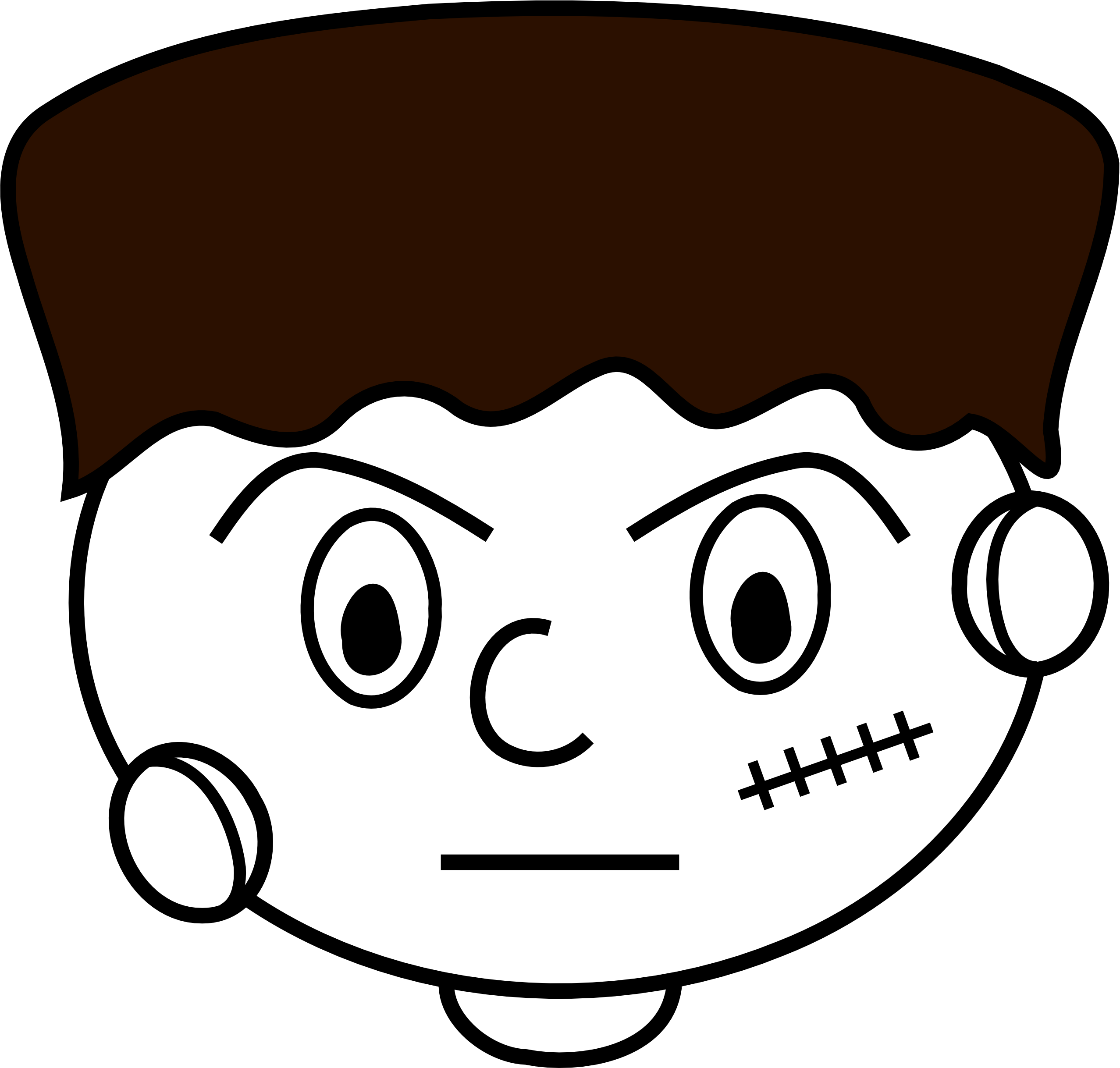 Fangs Cliparts - Black And White Frankenstein Clipart (1331x1270), Png Download