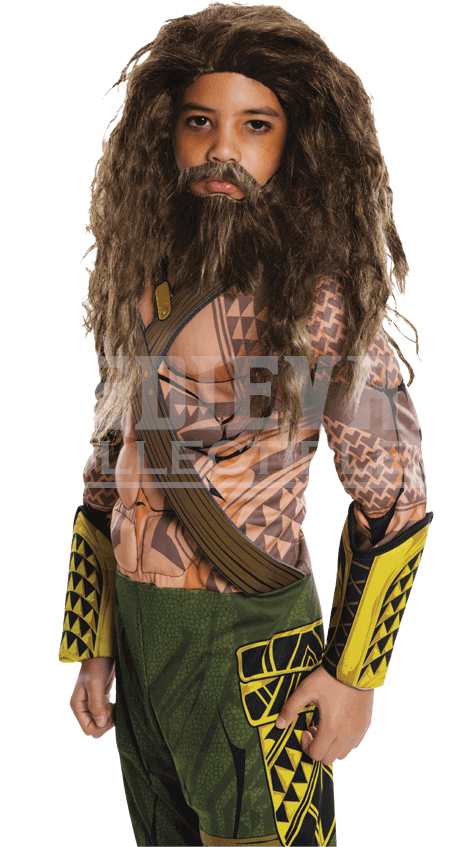Kids Dawn Of Justice Aquaman Wig And Beard Set - Aqua Man Costume Kids (850x850), Png Download