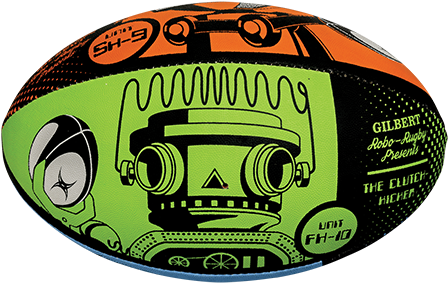 Picture Of Fun Robo Rugby Ball - Ballon Random Robo T3 Gilbert 3 Multicolor (450x450), Png Download