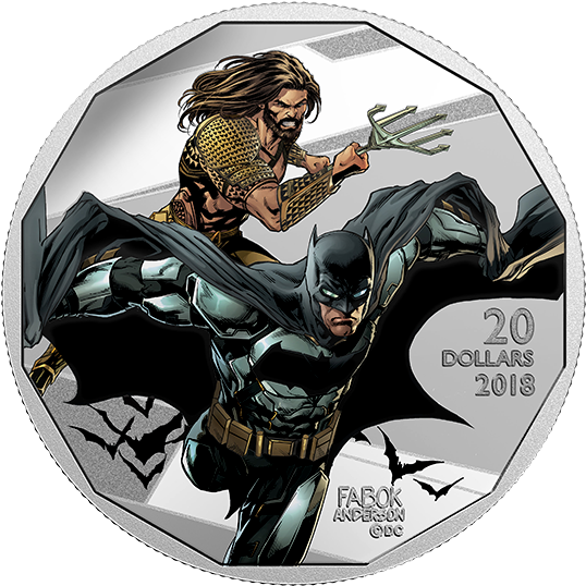 *batman And Aquaman - Gold Justice League Coin (570x570), Png Download
