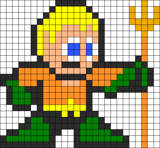 Aquaman Perler Bead Pattern - Minecraft Pixel Art One Punch Man (547x505), Png Download