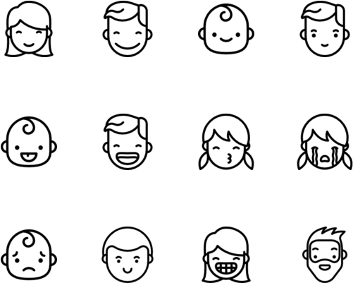 Omg People Faces - Home Page Line Icon (560x480), Png Download