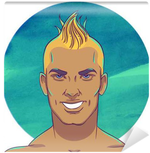 Smiling Young Tanned Guy With A Mohawk Hairstyle Wall - Hairstyle (400x400), Png Download