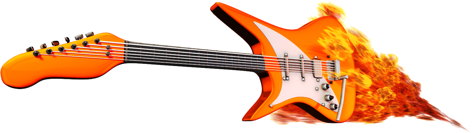 Rock Guitar Free Png Image - Rock And Roll Guitar On Fire (1600x529), Png Download