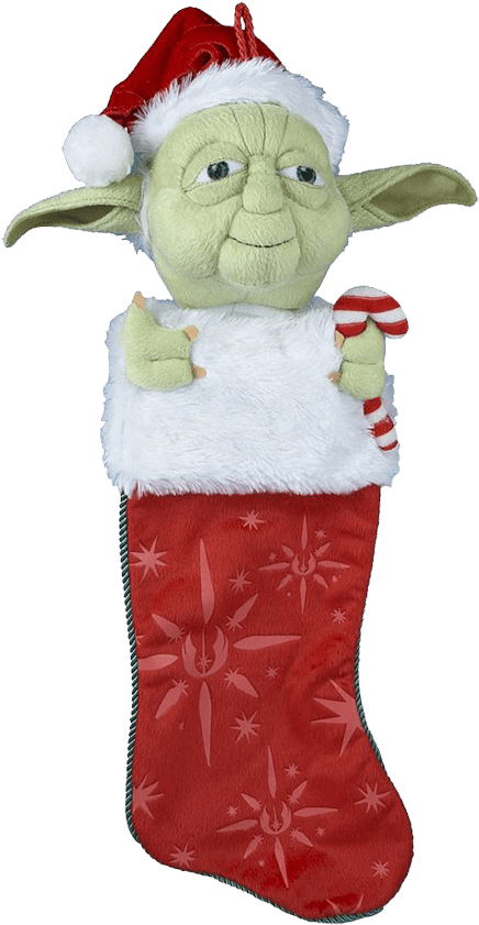 Star Wars Yoda Plush Stocking - Kurt Adler Yoda With Candy Cane Plush Head Stocking (850x850), Png Download