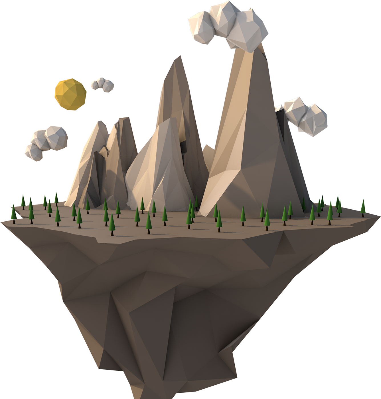 Https - //www - Youtube - - Floating Poly Island Transparent (1400x1400), Png Download
