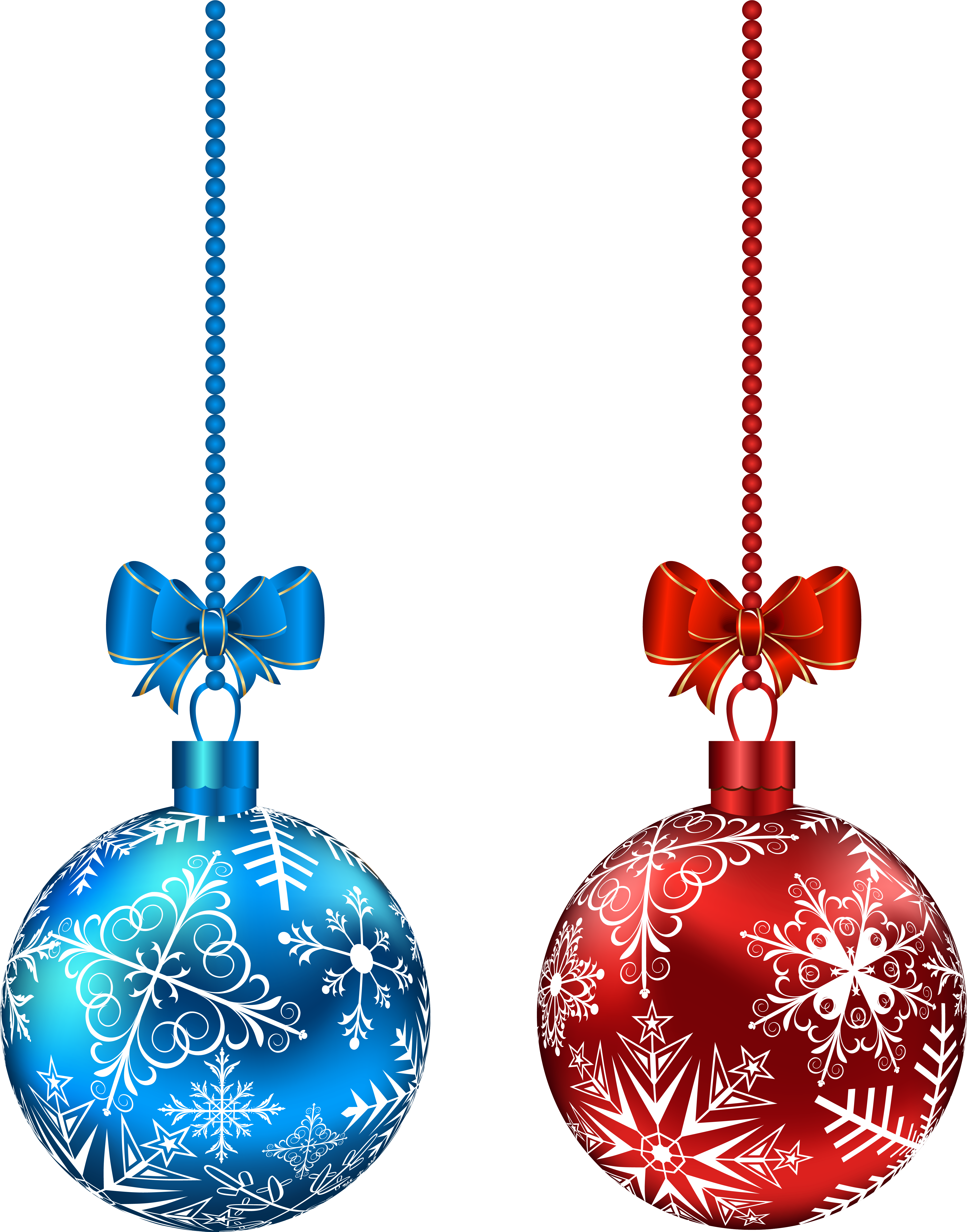 Blue And Red Hanging Christmas Balls Png Clip Art Imageu200b - Red And Blue Christmas Ornaments (4964x6266), Png Download