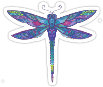 'dragonfly Sticker By Bobbysox - Coloring Book (375x360), Png Download