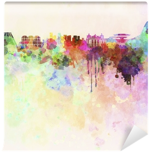 Rio De Janeiro Skyline In Watercolor Background Wall - Skyline Rio De Janeiro (400x400), Png Download