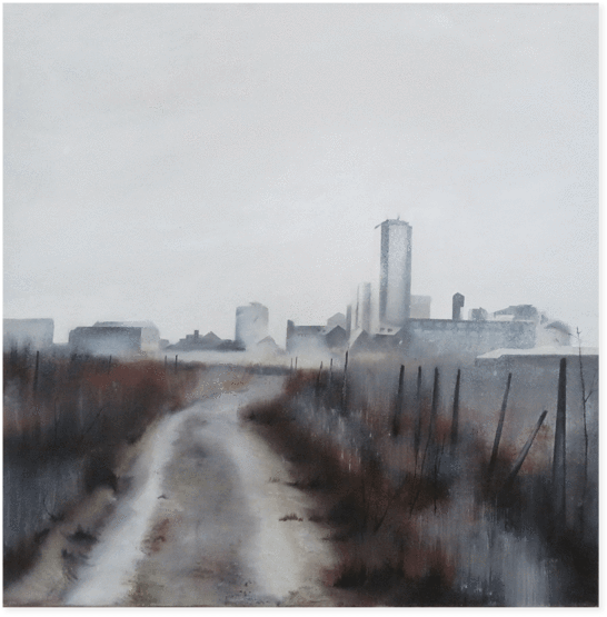 Two Faces Of Urbanism In Two Different Mediums - Oil Painting (600x600), Png Download