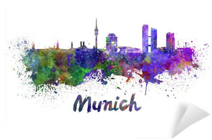 Art Print: Paulrommer's Munich Skyline In Watercolor, (400x400), Png Download