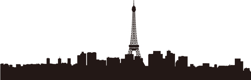 Paris Silhouette With Eiffel - Paris Skyline Silhouette Png (821x380), Png Download