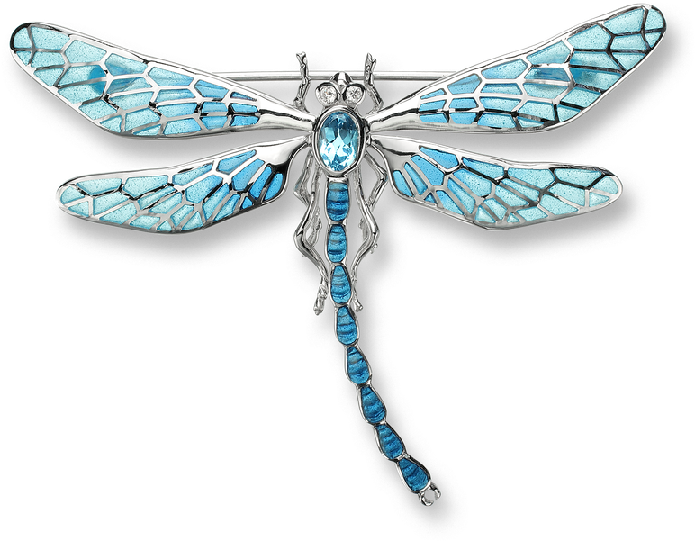Nicole Barr Designs Sterling Silver Dragonfly Brooch-blue - 925 Sterling Silver Diamond And Blue Topaz Hand Crafted (800x800), Png Download