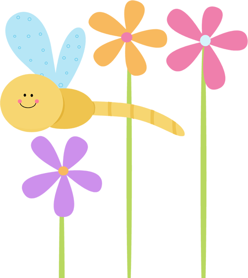 Dragonfly - Cute Flower Clipart Png (500x559), Png Download