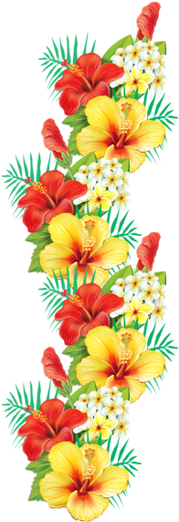 Экзотические Цветы Декор Png Clipart - Transparent Background Tropical Flowers Png (215x600), Png Download