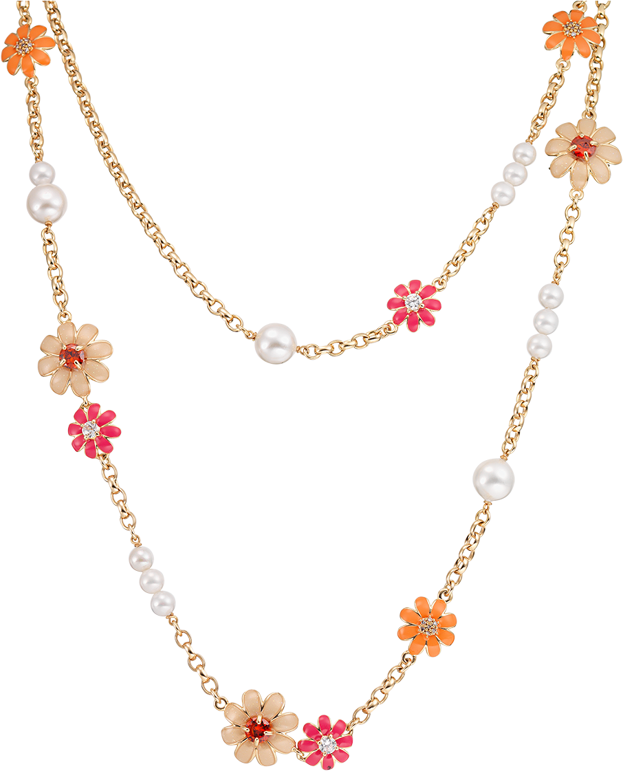 Daisy Chain Pearl Necklace Orange - Necklace (1200x1200), Png Download