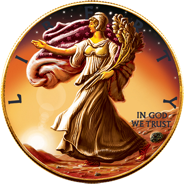 United States 2016 1$ Liberty Walking On Mars Artist - Walking Liberty Half Dollar (600x601), Png Download