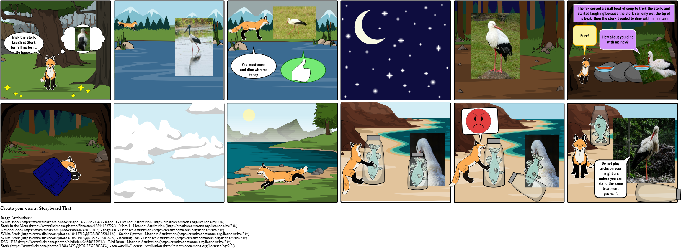 The Fox & The Stork - Cartoon (2316x867), Png Download