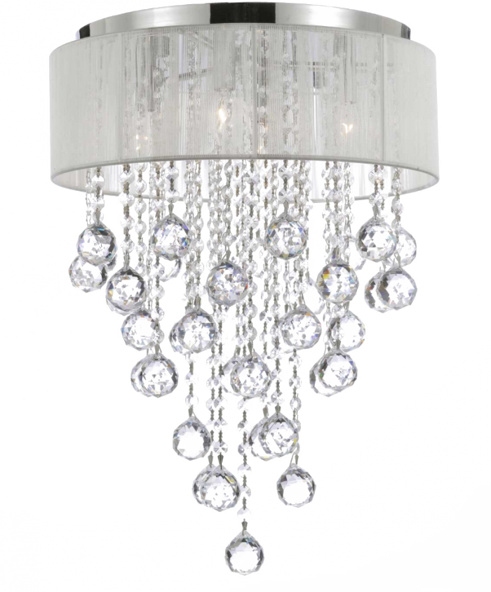Hanging Chandelier Png Pic - Gallery Flushmount 4-light Chrome And White Shade Crystal (700x843), Png Download