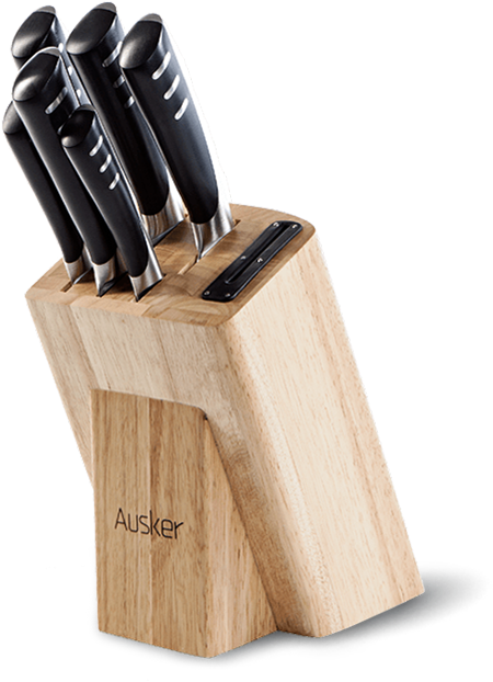The Stainless Steel Knife Set With Block (720x720), Png Download