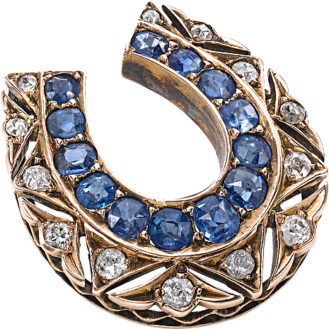 Sapphire & Diamond Horseshoe Brooch (600x600), Png Download