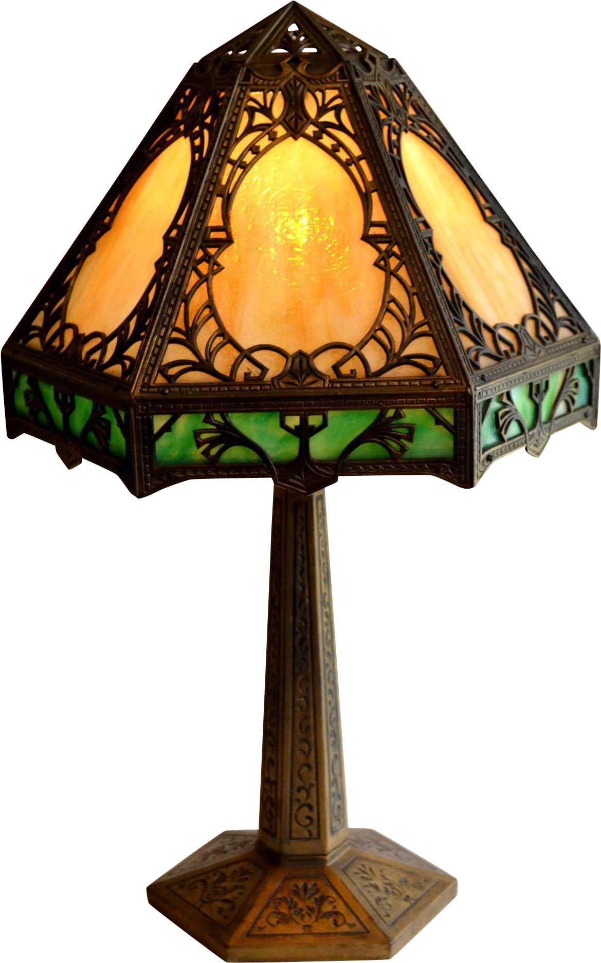 Slag Glass Panel Lamp With Granite Texture Glass Signed - Lampshade (1873x1873), Png Download