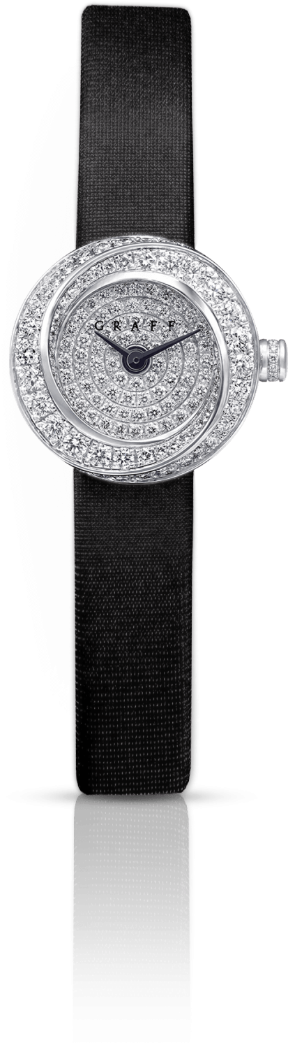 A Graff Ladies' Spiral Diamond Watch With Black Satin - Analog Watch (1400x2000), Png Download